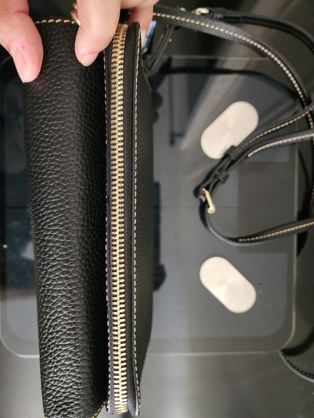 Dooney & Bourke Black Pebbled Leather Crossbody Wallet with Gold Hardware - Picture 7 of 15